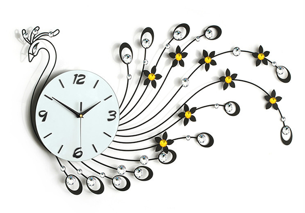 đồng hồ treo tường chim công 03 đen